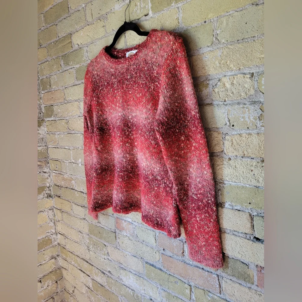 Vintage Talbots 90s Alpaca Mohair Cherry Striped Sweater Womens Size Medium - Picture 2 of 6